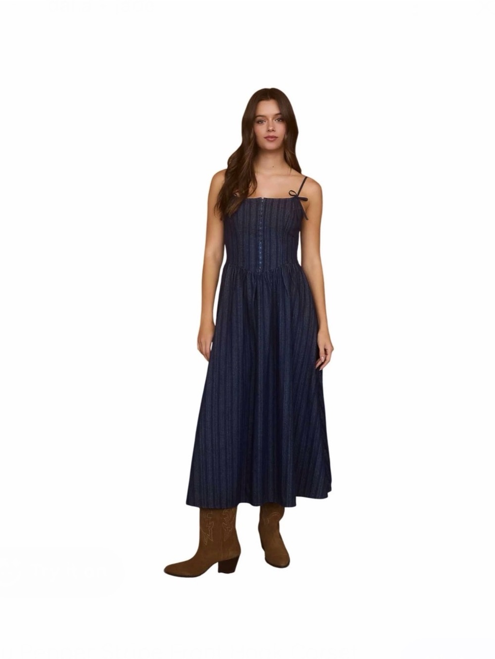 Blu Pepper Navy Blue‎ Striped Midi Dress western